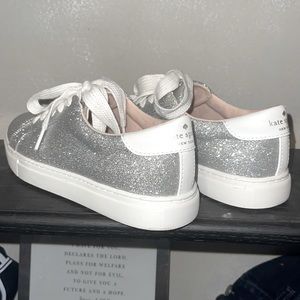 Kate Spade Silver Glitter Sneakers